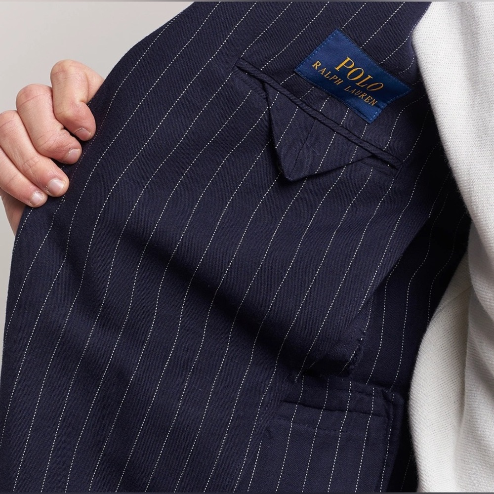 Ralph Lauren Navy Linen Pinstripe Suit Jacket - Picture 7 of 16